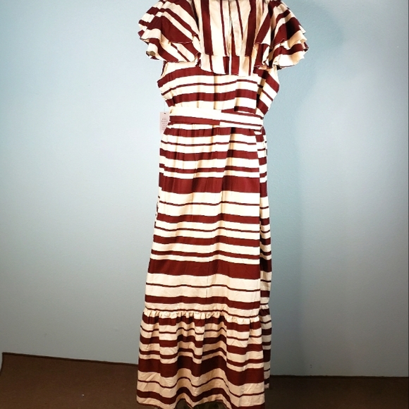 NWT Eloquii Double Ruffle Stripe Maxi Dress - Picture 5 of 6